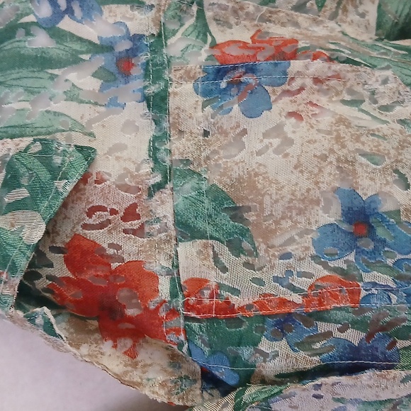 2/$15 Bon Worth Floral Button Front Sheer Blouse - Picture 2 of 5